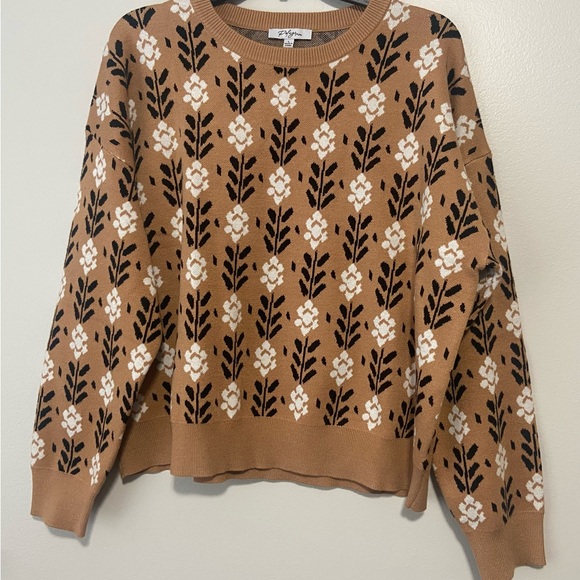 Polagram Sweaters - Polagram Brown Floral Pattern Sweater-Size Large